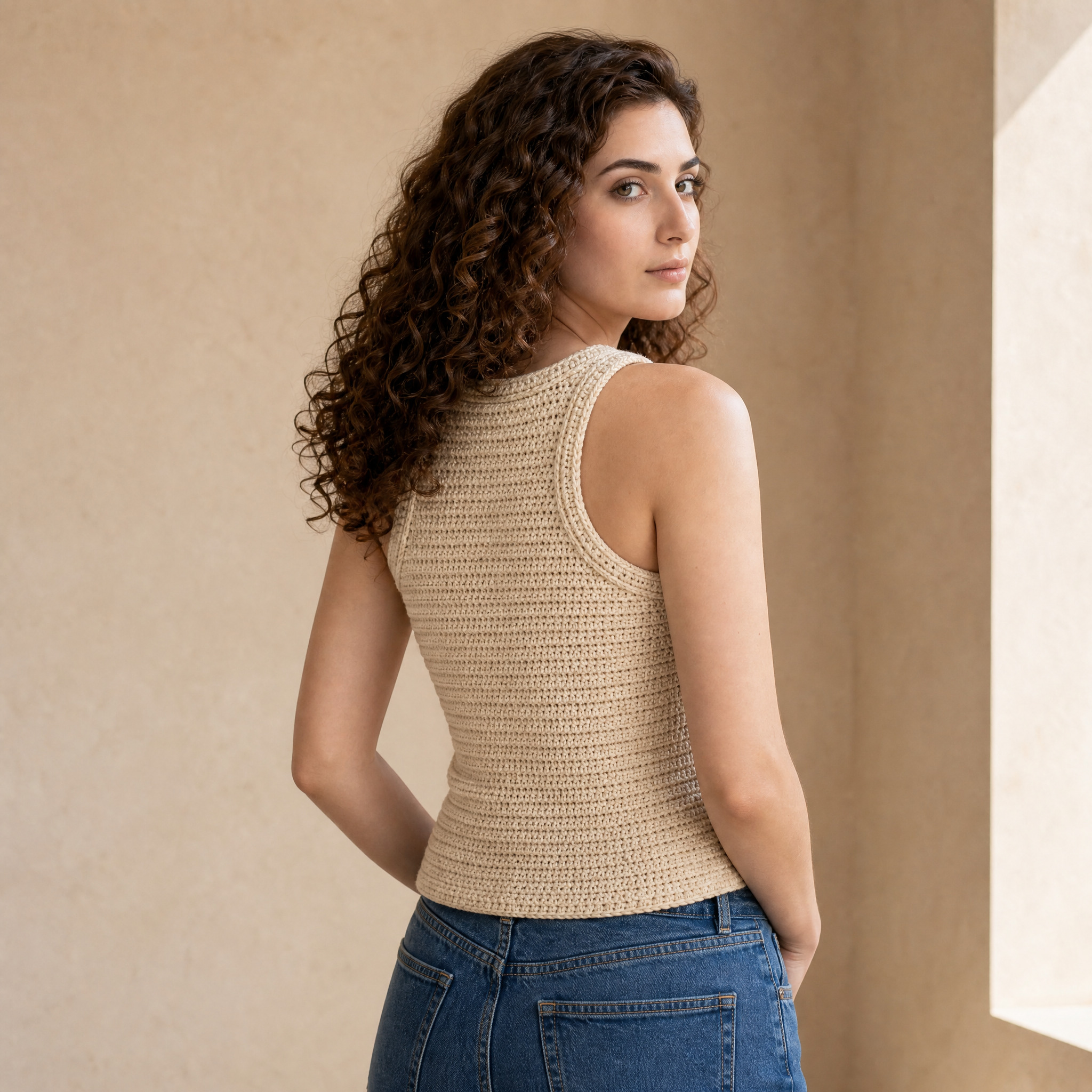 Essential Ribbed Hand-Crocheted Tank Detail